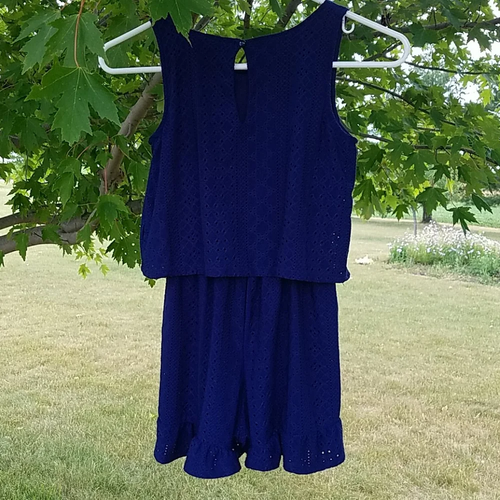 Justice size 8 sleeveless romper navy blue